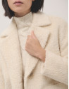 Long ecru alpaca fur and wool coat - Woman | Roberto Verino