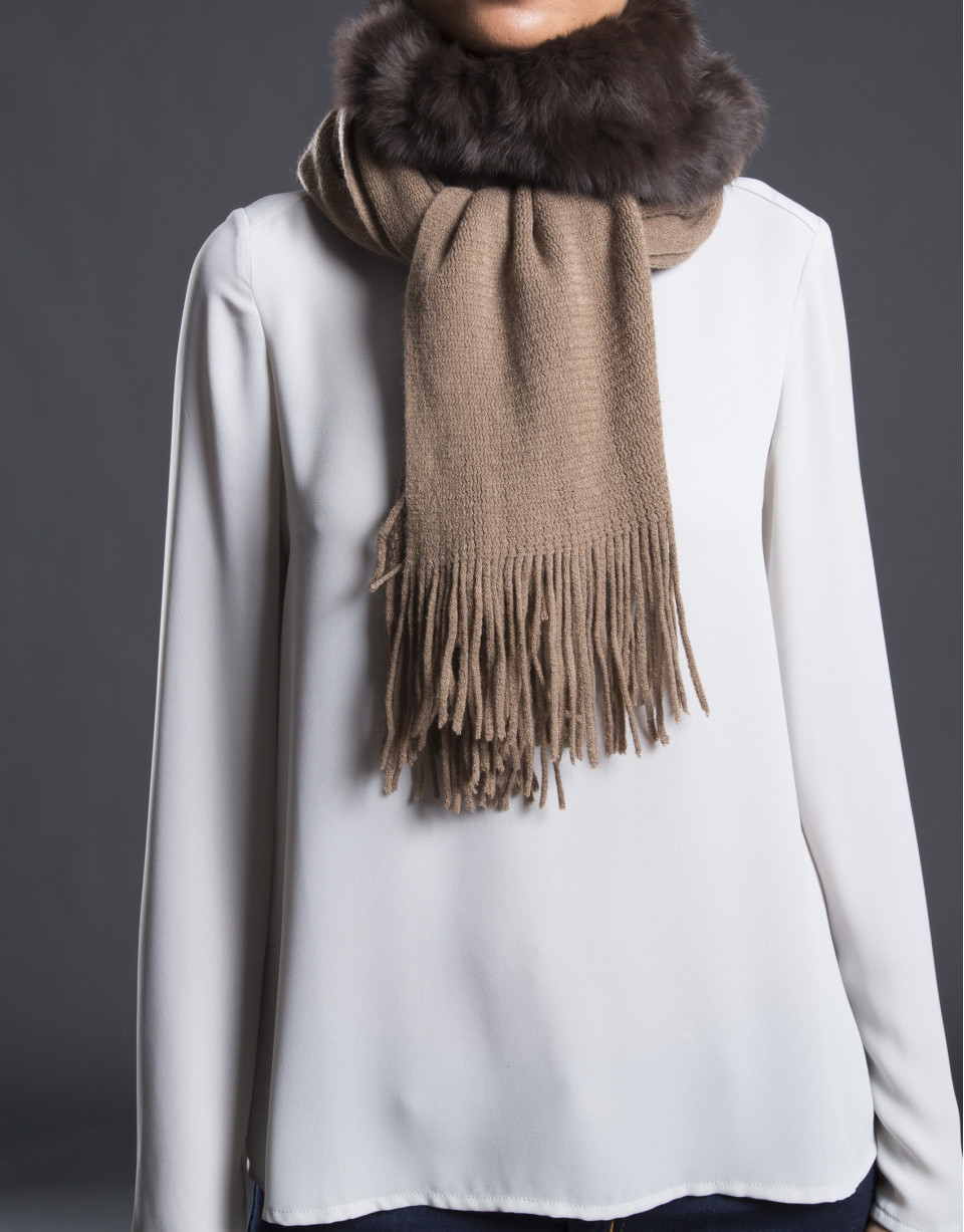 Brown rabbit fur scarf