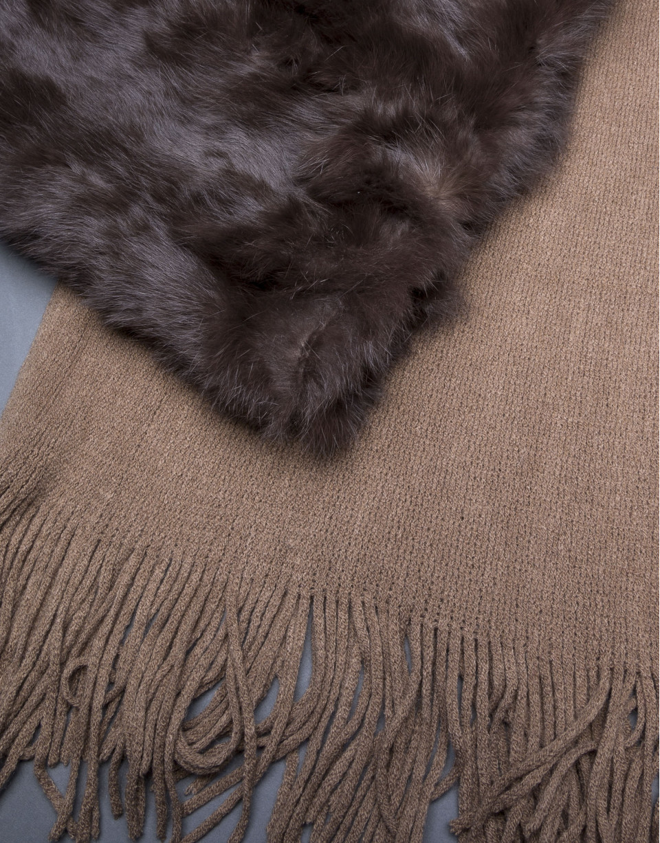 Brown rabbit fur scarf