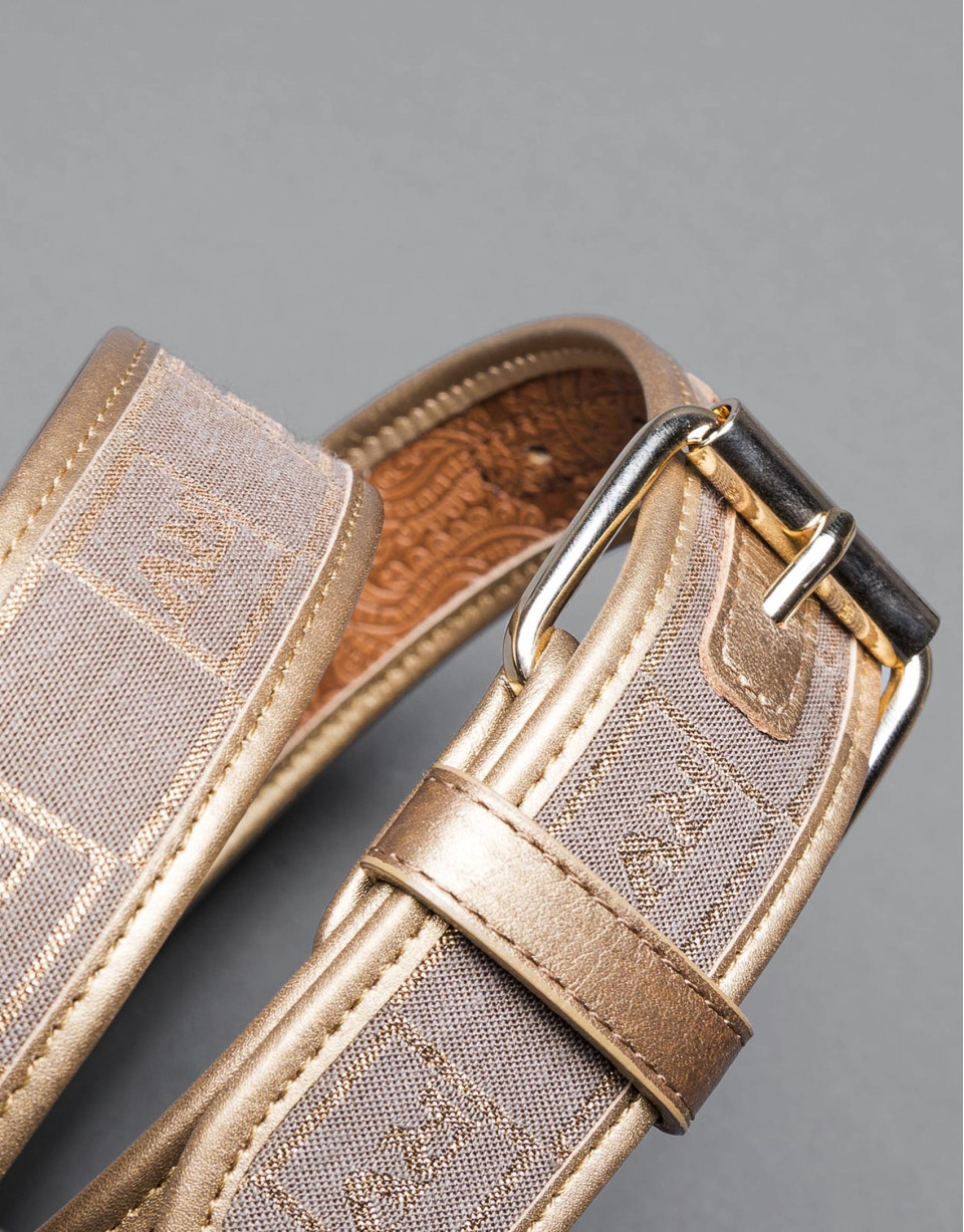 Brown / gold  jacquard belt 