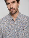 White regular sport shirt with orange floral ... | Roberto Verino