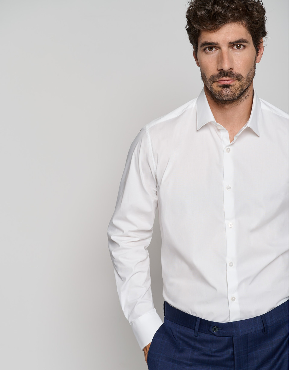 Camisa vestir slim liso blanco - Hombre | Roberto Verino