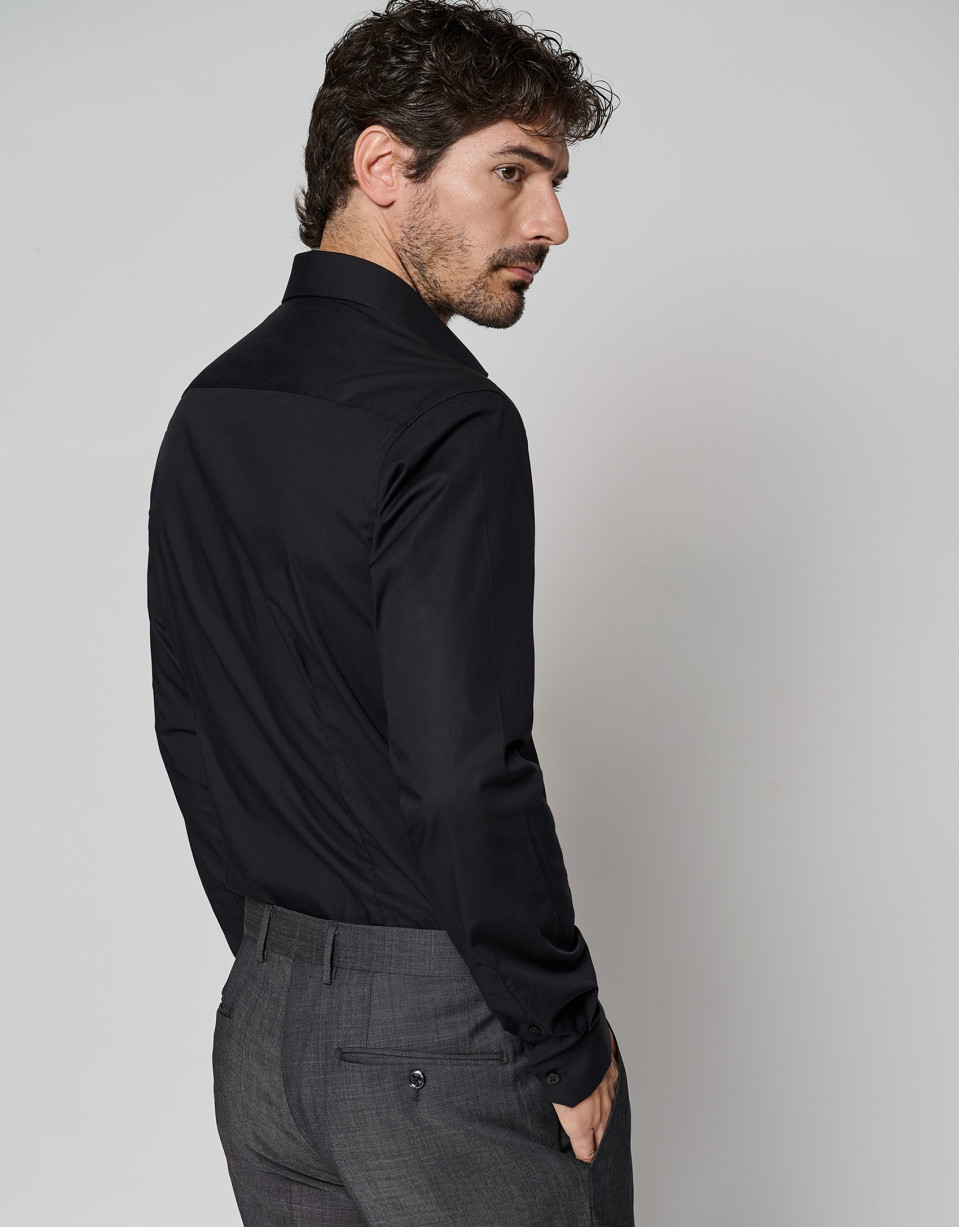 Camisa vestir slim liso negro - Hombre - OI2023 | Roberto Verino