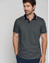Polo jacquard mercerizado marino y blanco | Roberto Verino