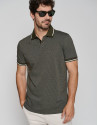 Polo jacquard mercerizado caqui y blanco | Roberto Verino