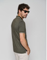 Polo jacquard mercerizado caqui y blanco | Roberto Verino