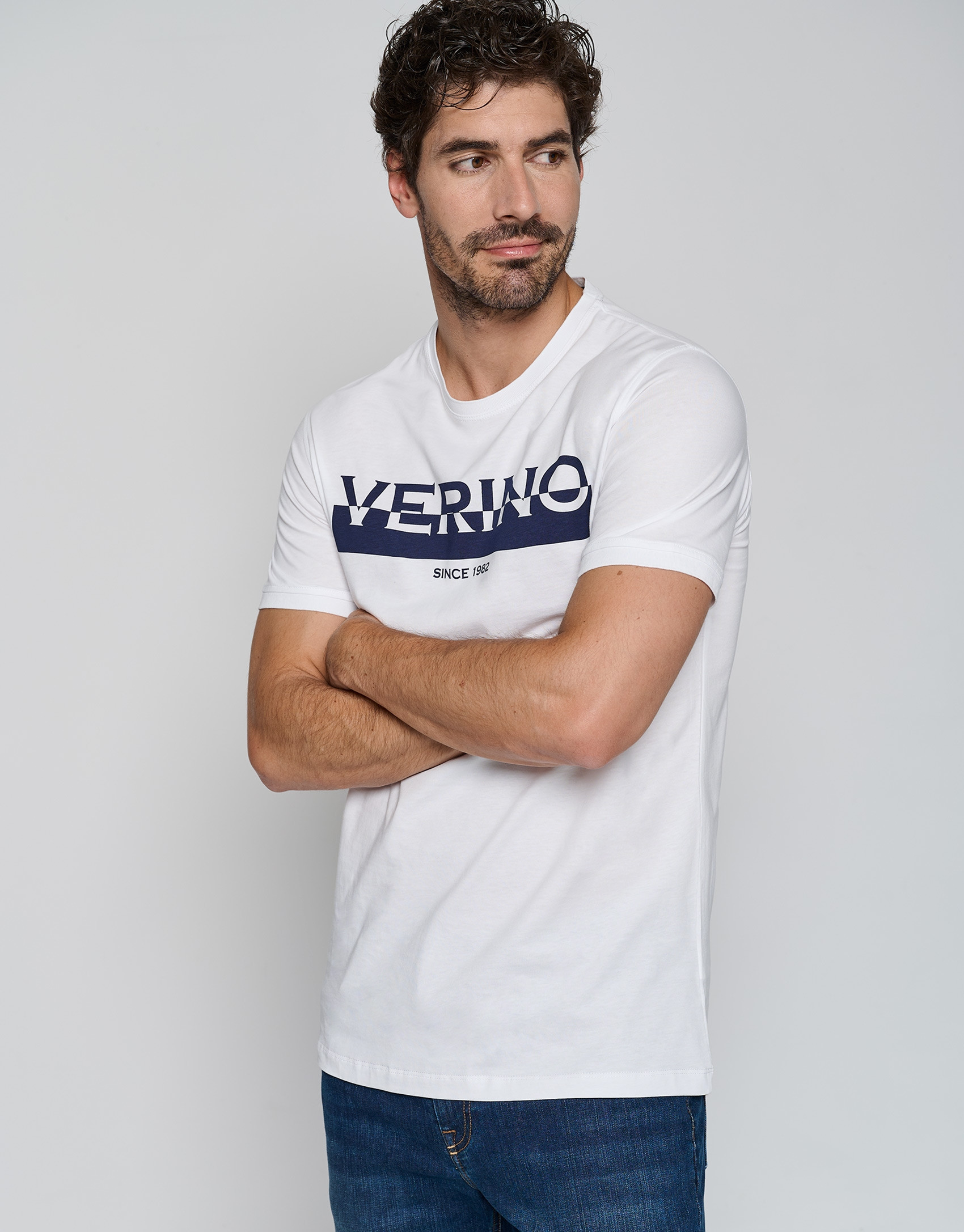 Navy blue top with navy blue logo - Man | Roberto Verino