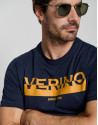 Navy blue top with yellow gold logo - Man | Roberto Verino