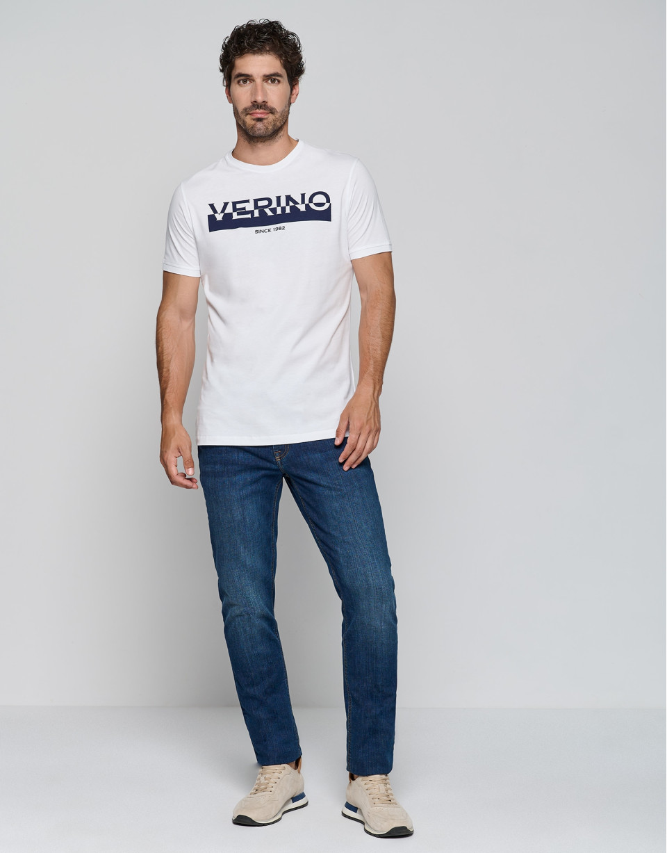 Navy blue top with navy blue logo - Man | Roberto Verino
