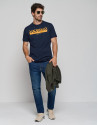 Navy blue top with yellow gold logo - Man | Roberto Verino