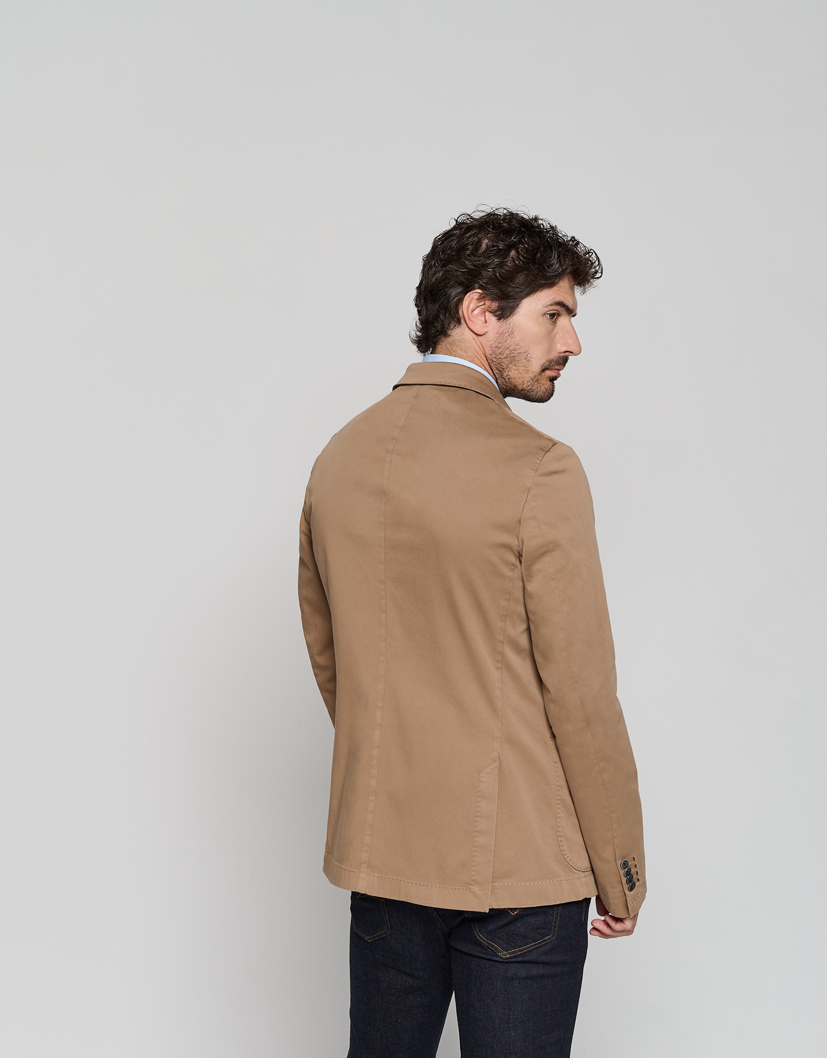 Dark brown-dyed cotton sports jacket  - Man | Roberto Verino