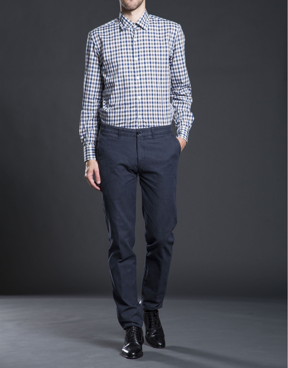Taupe checked sports shirt  