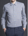 Taupe checked sports shirt  