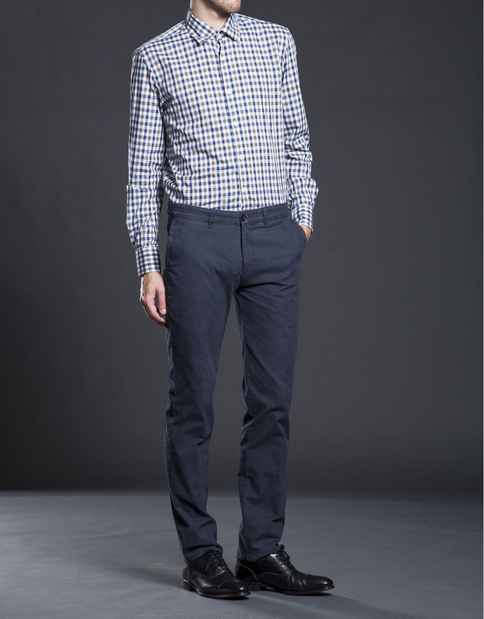 Taupe checked sports shirt  