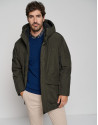 Khaki tech fabric parka with quilted lining | Roberto Verino