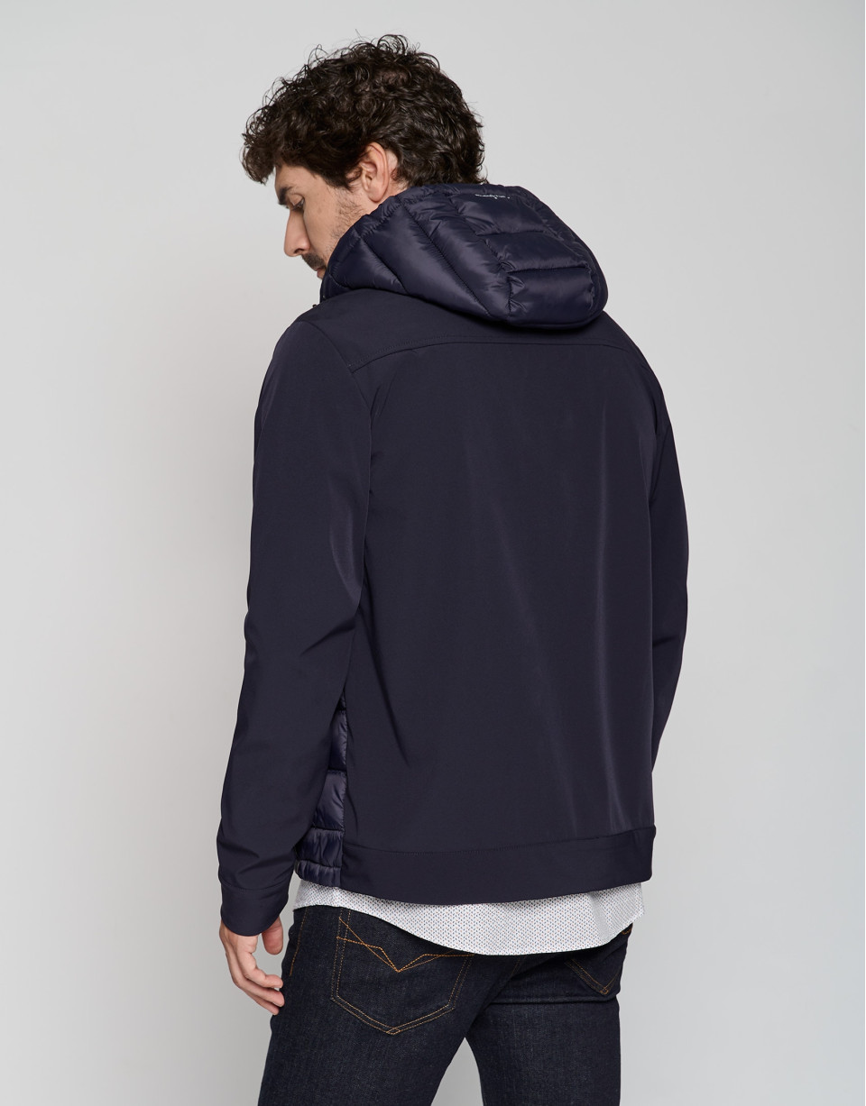 Navy blue two-layer, quilted windbreaker - Man | Roberto Verino