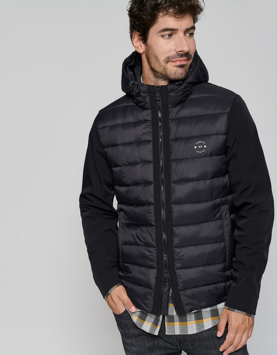 Black two-layer, quilted windbreaker - Man | Roberto Verino