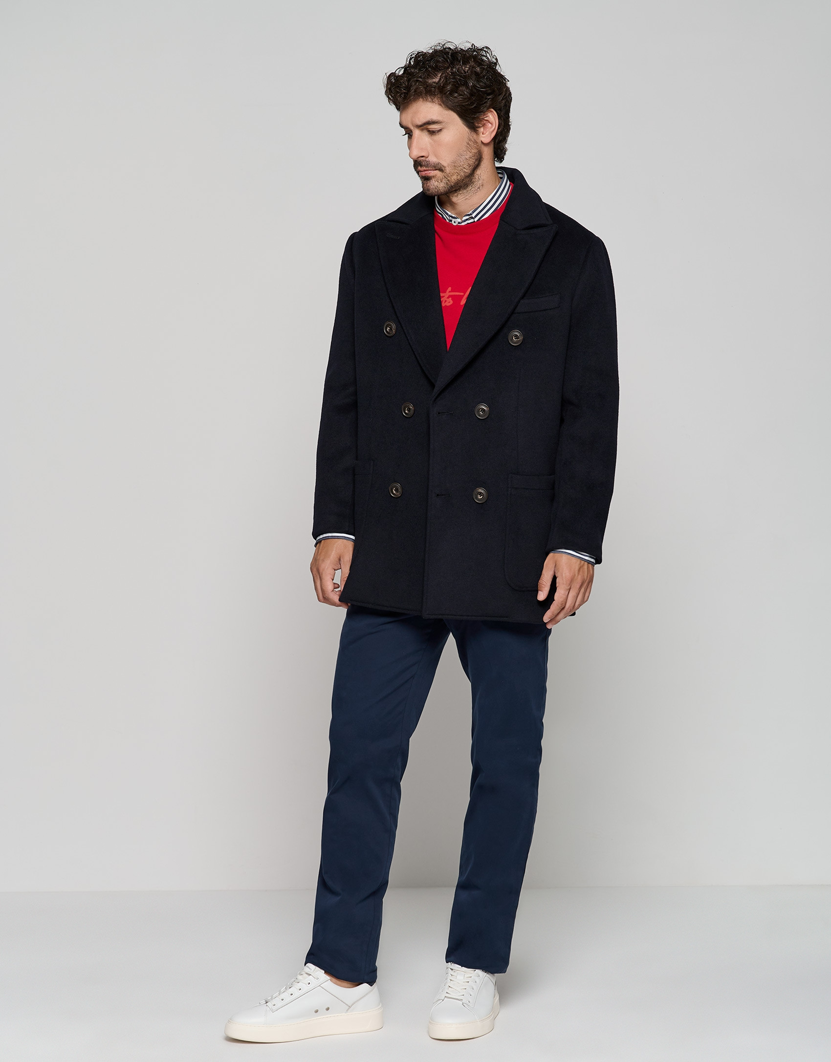 Navy blue wool sailor's coat - Man - AW2023 | Roberto Verino