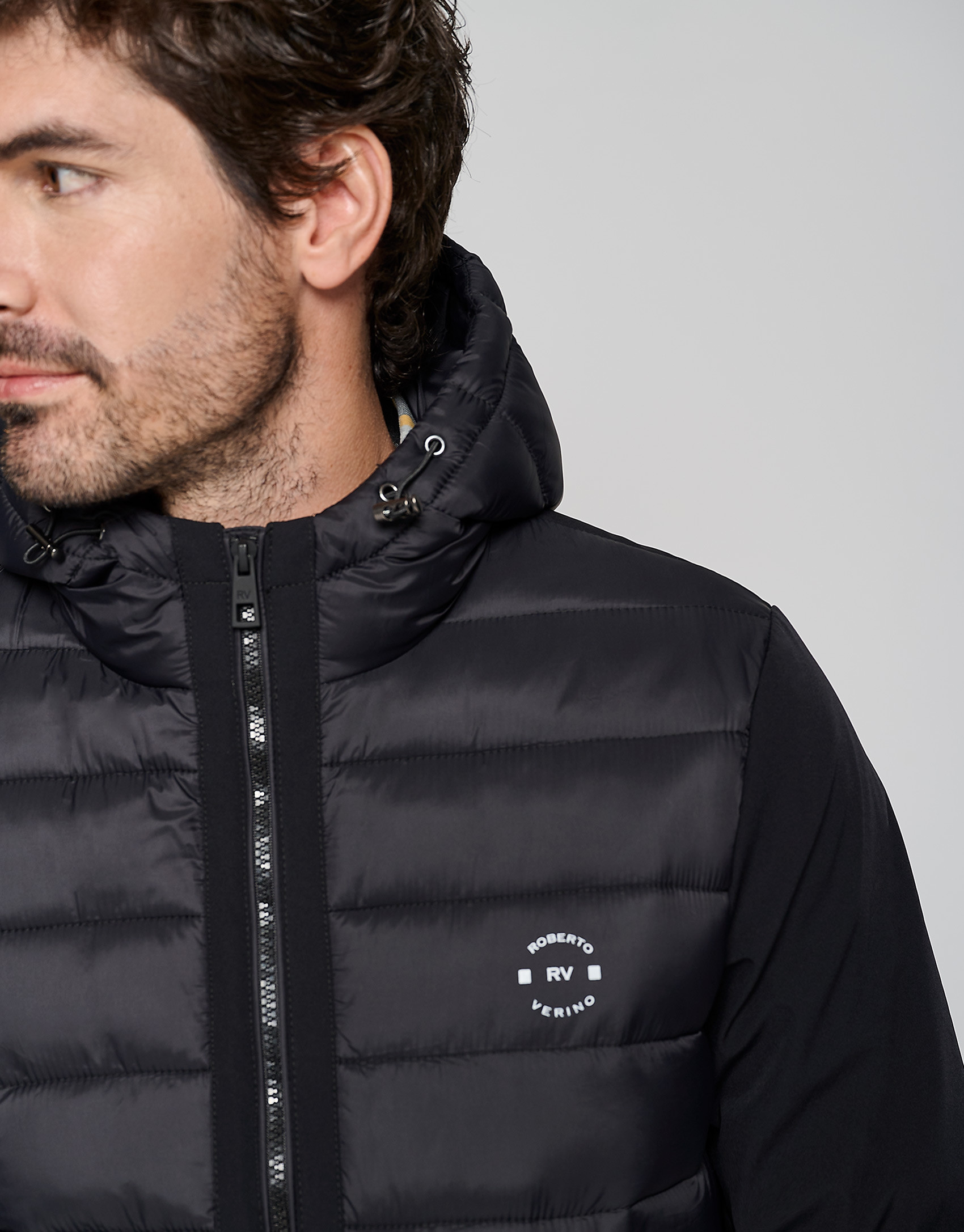 Black two-layer, quilted windbreaker - Man | Roberto Verino
