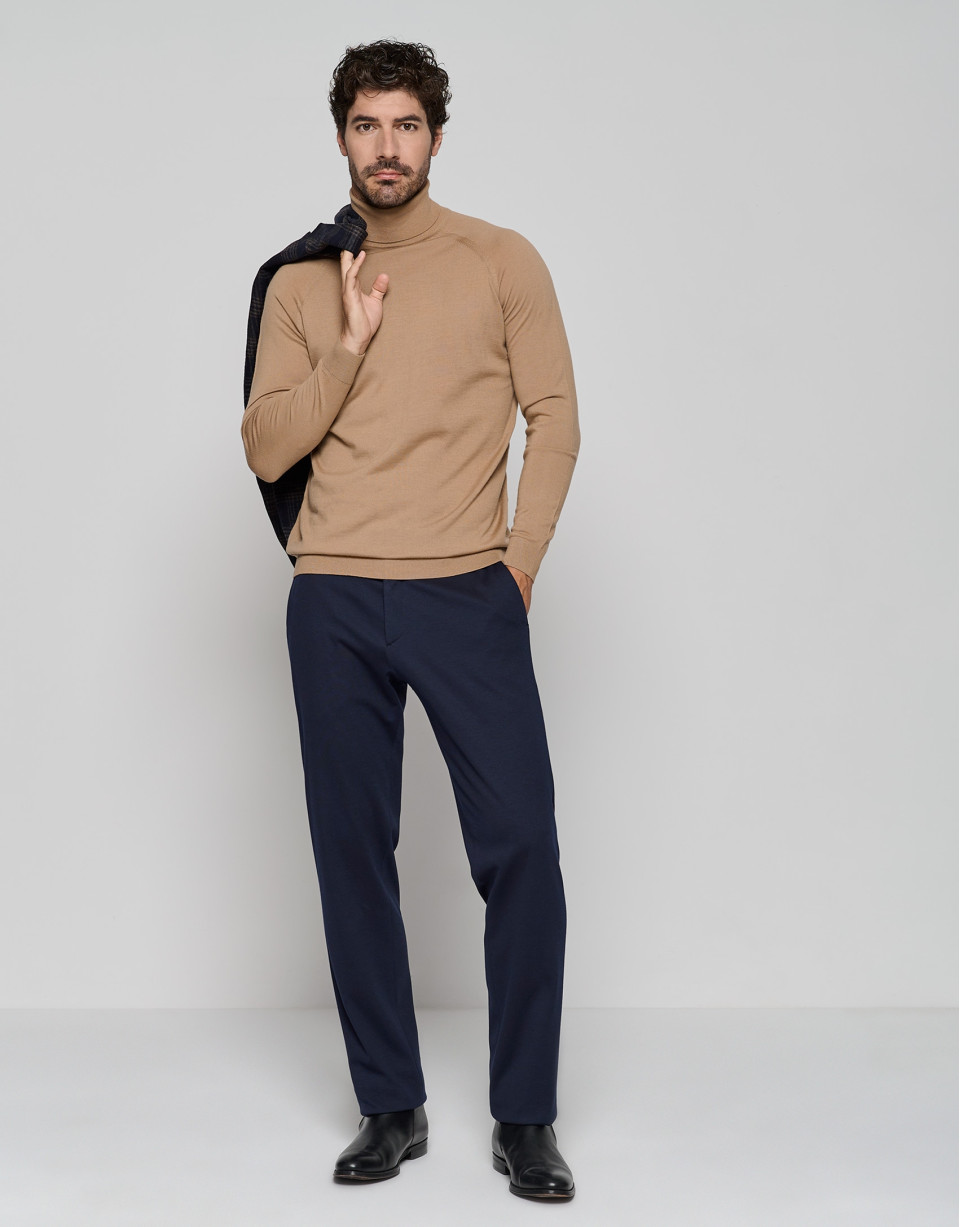 Jersey cuello cisne lana camel - Hombre | Roberto Verino