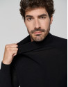 Black melange wool sweater with a turtleneck ... | Roberto Verino