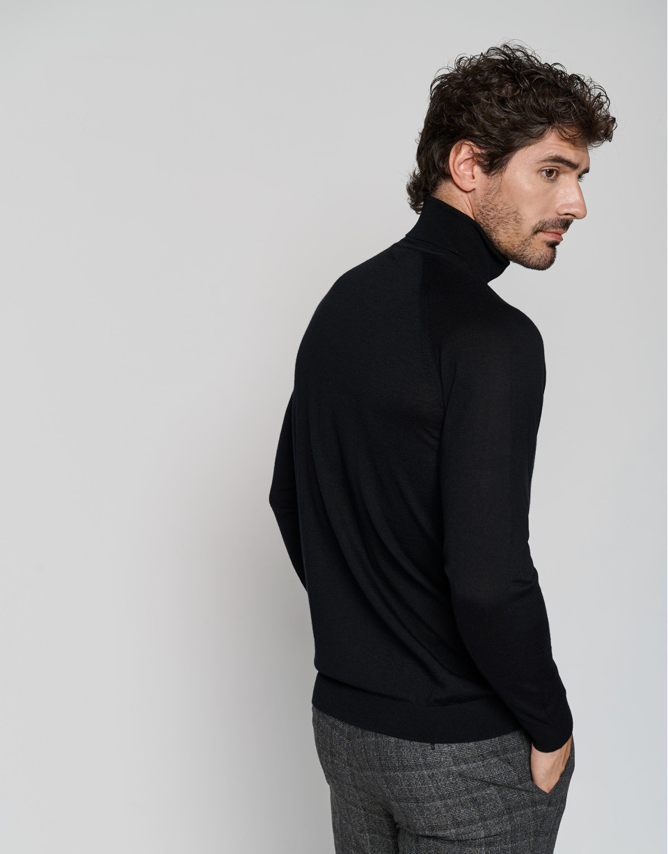 Jersey cuello cisne lana negro - Hombre | Roberto Verino