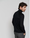 Black melange wool sweater with a turtleneck ... | Roberto Verino