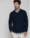 Jersey cuello pico color marino - Hombre | Roberto Verino