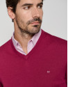 Jersey cuello pico color ciruela - Hombre | Roberto Verino