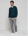 Jersey cuello pico color verde oscuro - Hombre | Roberto Verino