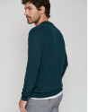 Dark green wool sweater with V-neck  - Man | Roberto Verino