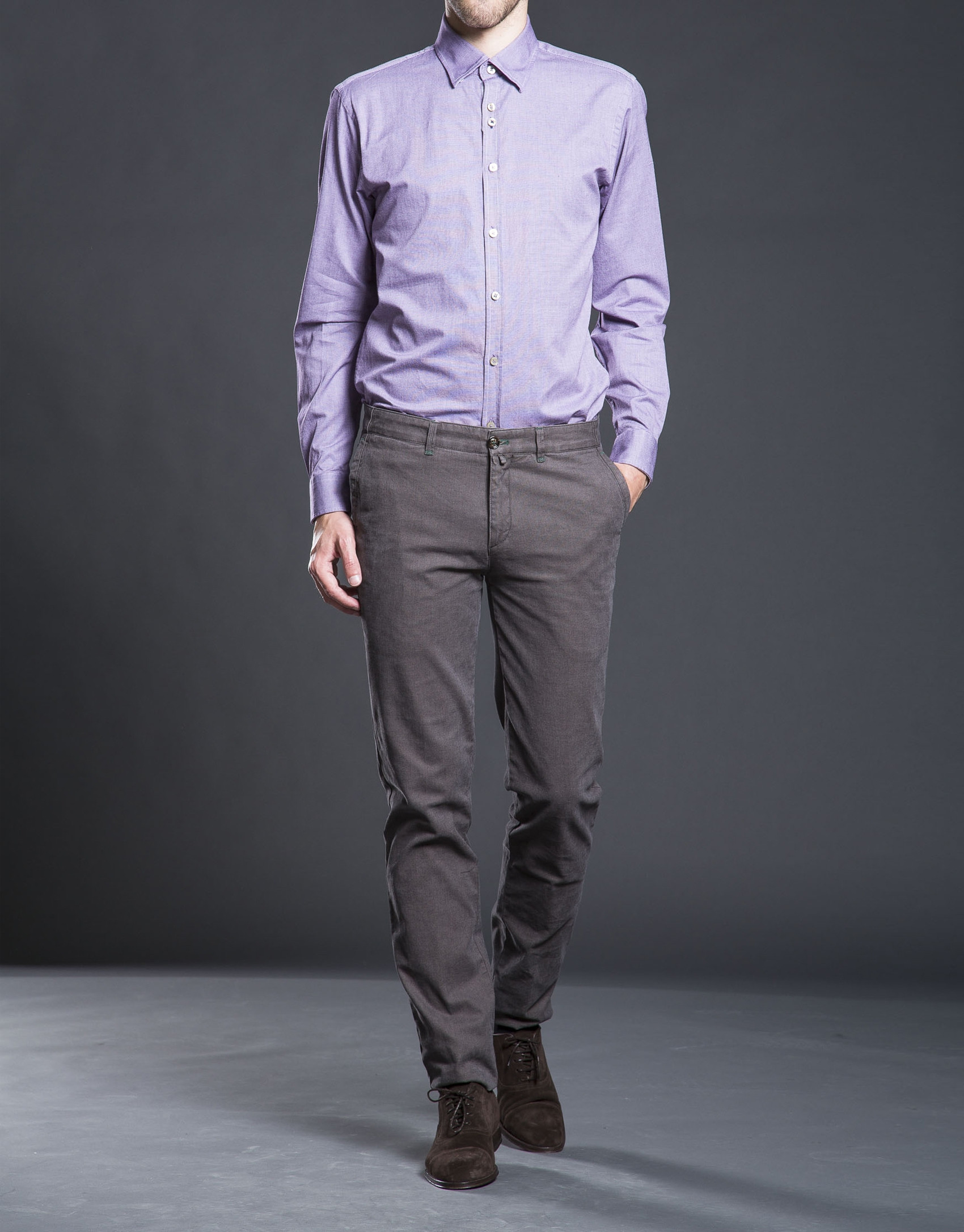Aubergine micro-print sports shirt
