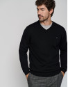 Jersey cuello pico color negro - Hombre | Roberto Verino