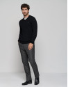 Dark wool sweater with V-neck  - Man - AW2023 | Roberto Verino