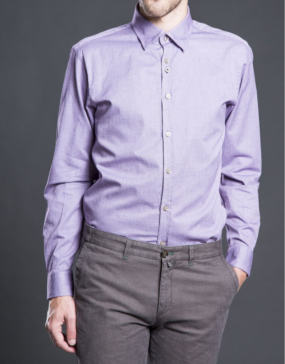 Aubergine micro-print sports shirt