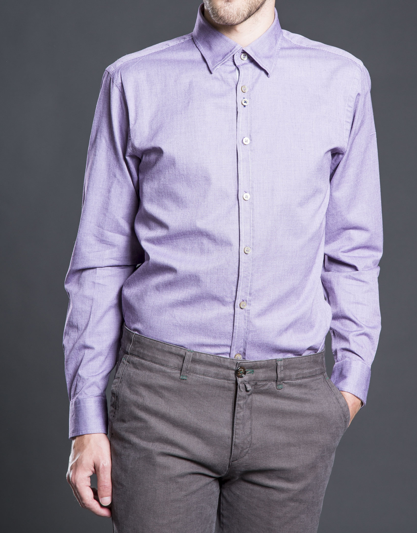Aubergine micro-print sports shirt