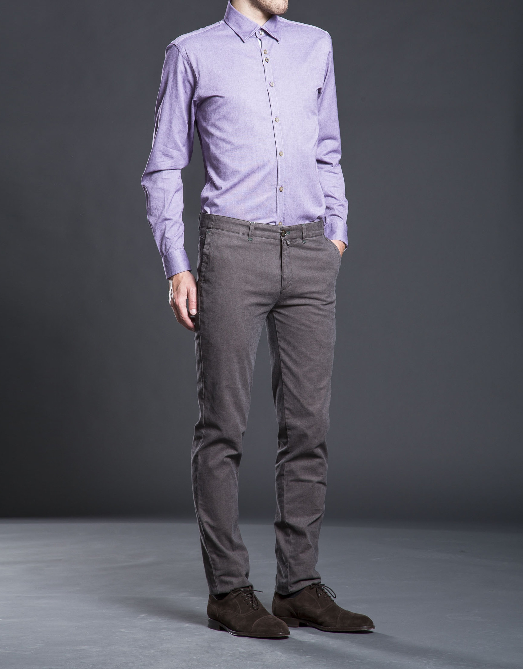 Aubergine micro-print sports shirt