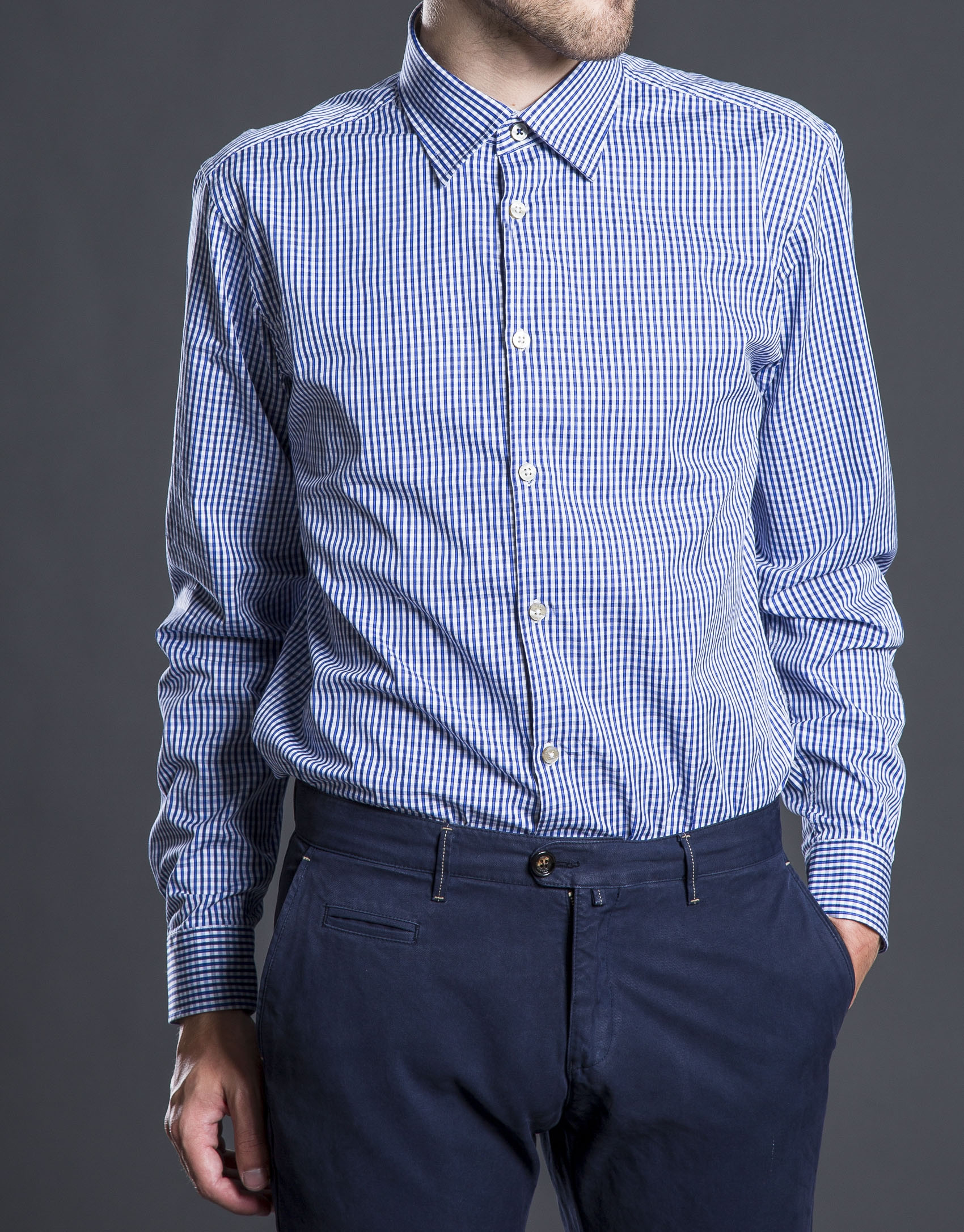 Camisa sport cuadro azul