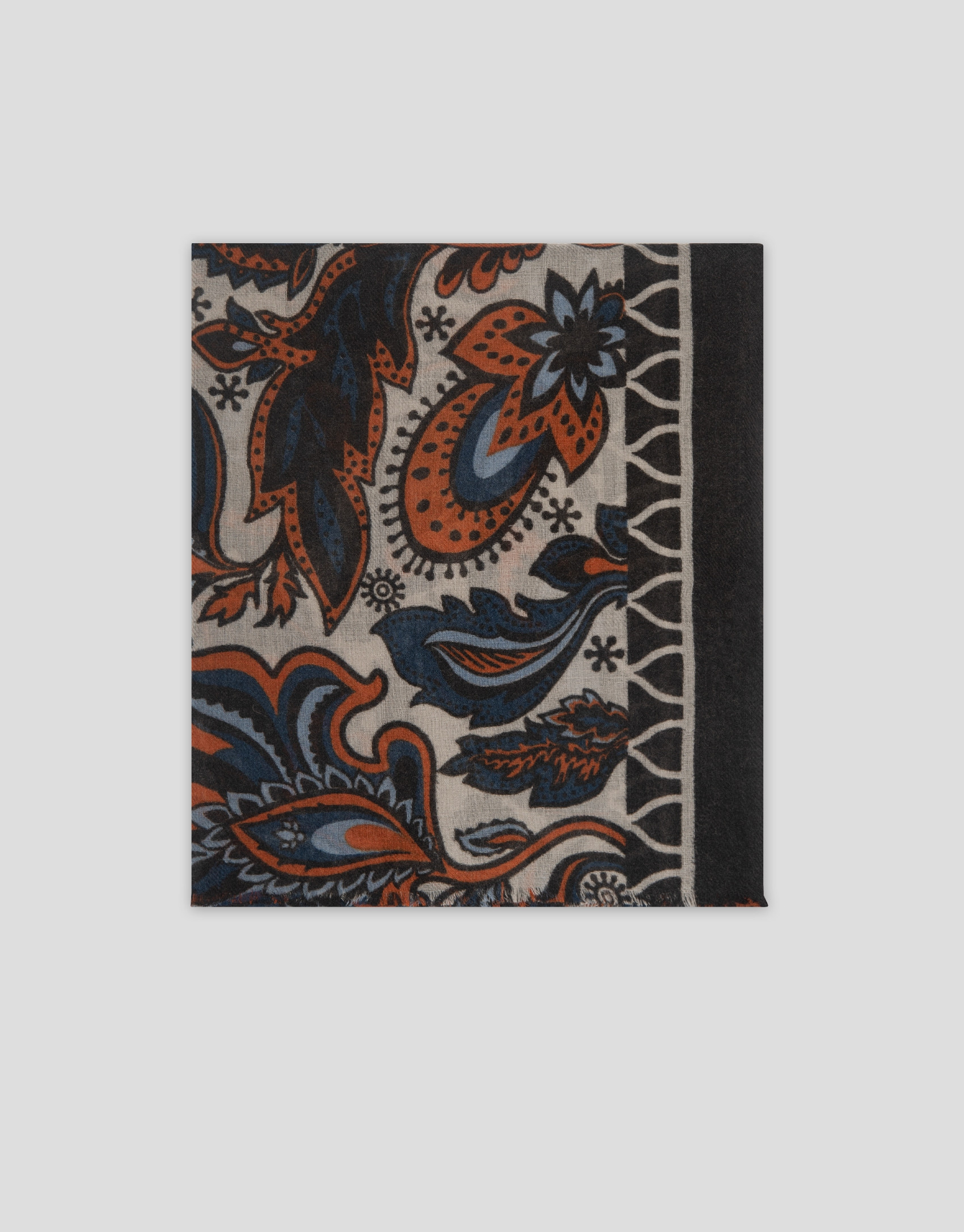 Fular crudo estampado paisley tonos ... | Roberto Verino