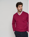 Jersey cuello pico color ciruela