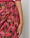 Sarong-style georgette crepe midi skirt, with large purple print