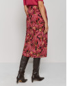 Falda midi estilo pareo crepe Georgette floral grande buganvilla
