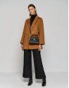 Brown three-quarter double-faced cloth parka