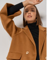 Chaquetón tres cuartos paño doble faz marrón