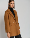 Brown three-quarter double-faced cloth parka