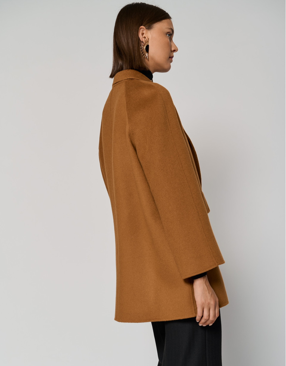 Chaquetón tres cuartos paño doble faz marrón