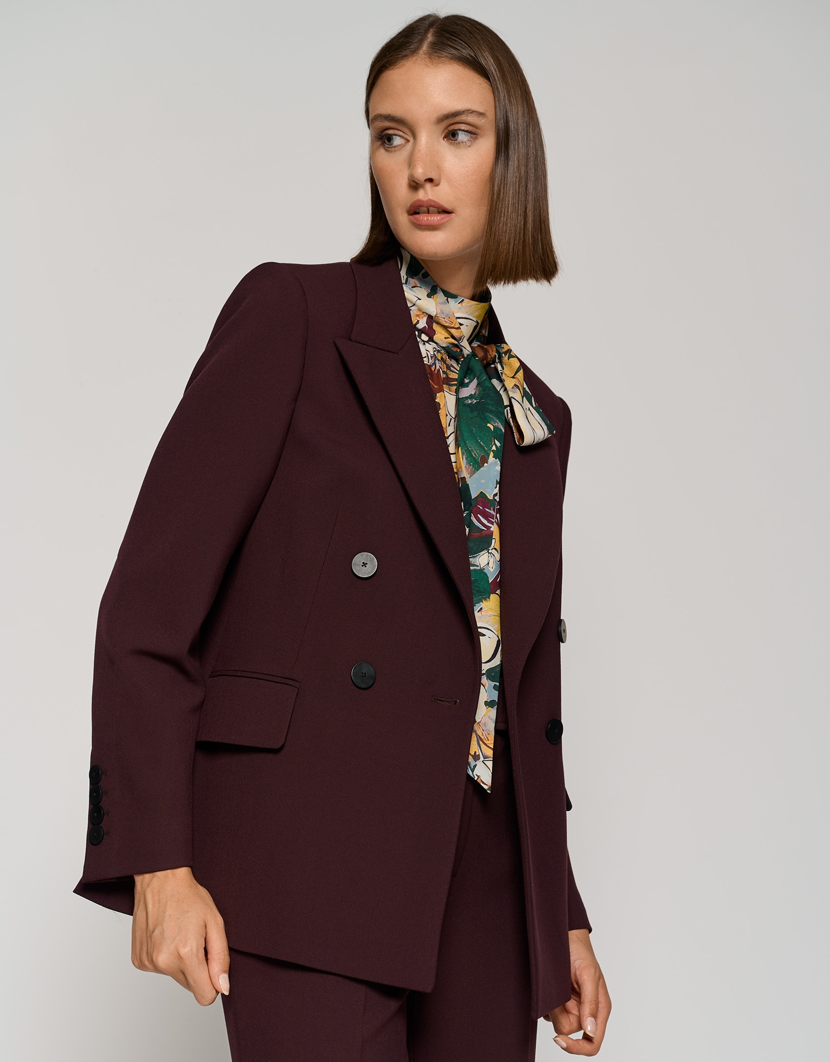 Bougainvillea crepe double-breasted blazer