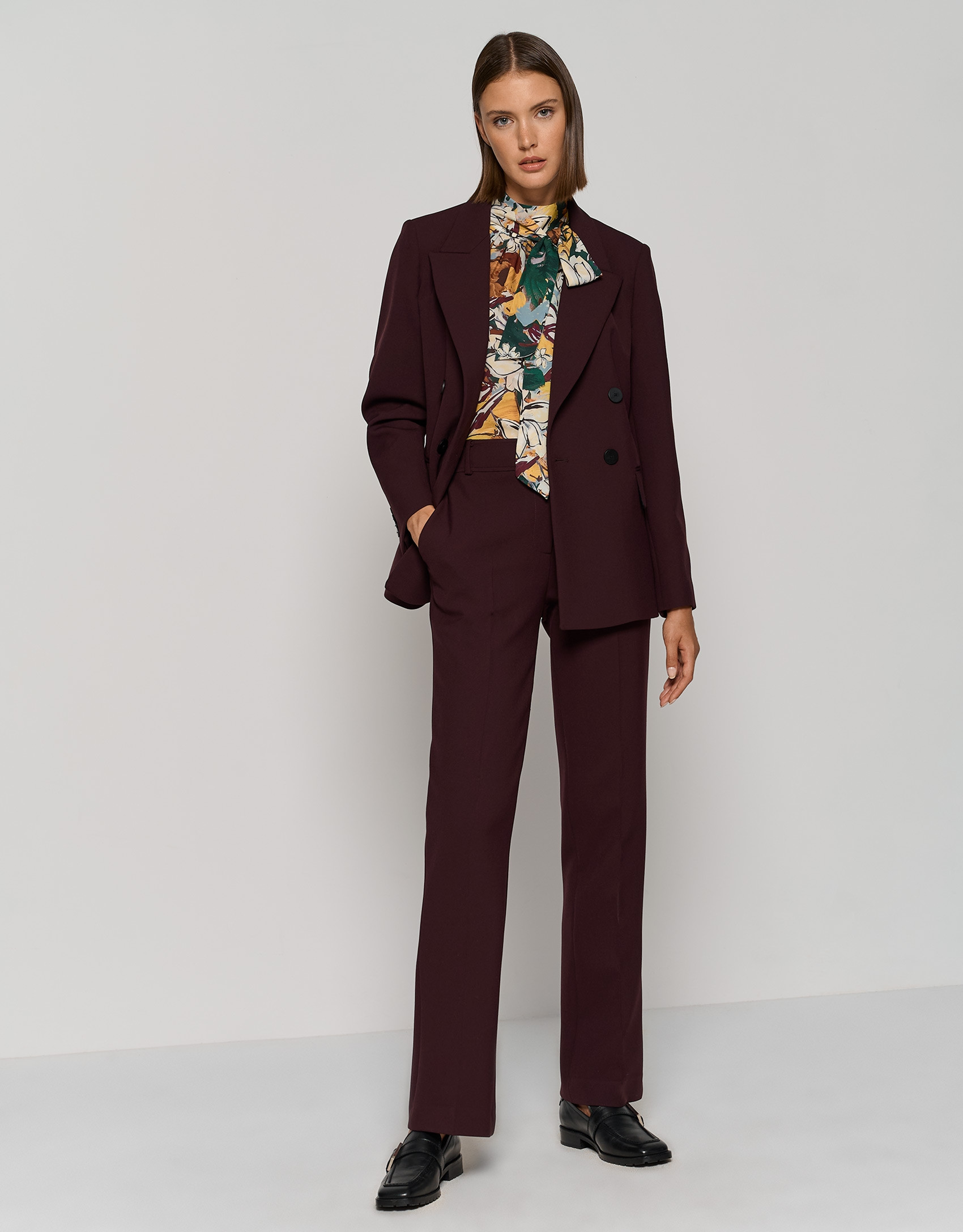Bougainvillea crepe double-breasted blazer