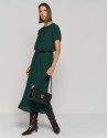Green chiffon short sleeve midi dress