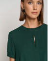 Vestido midi manga corta gasa verde